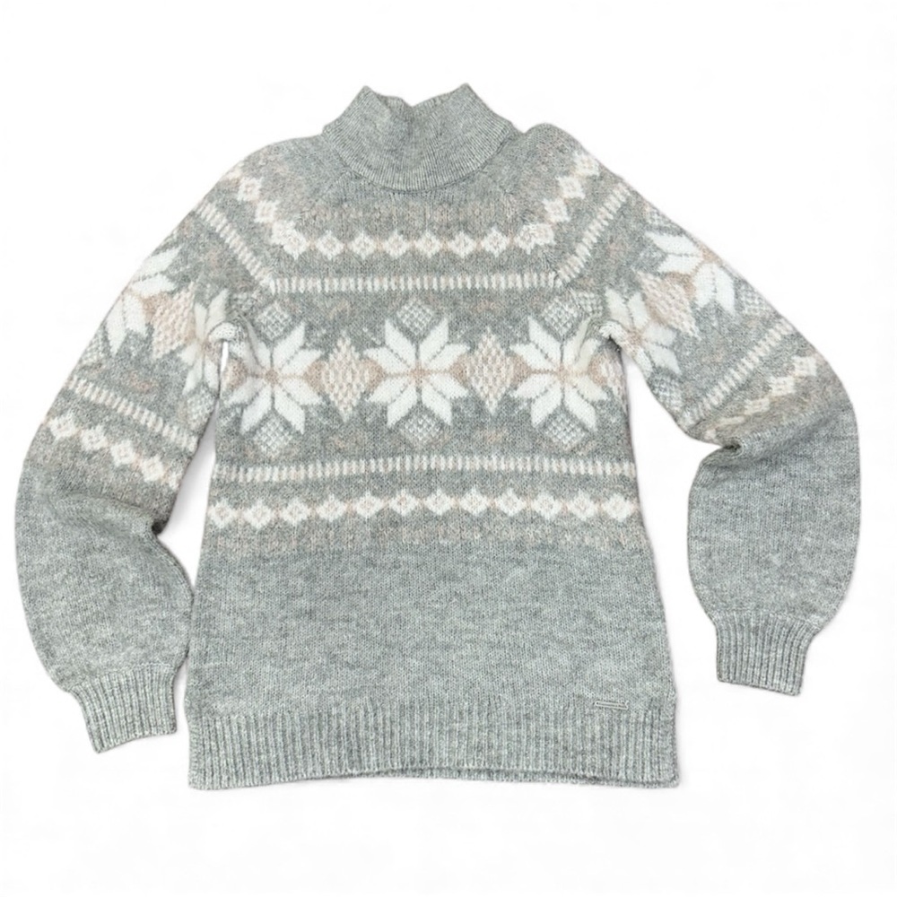 Abercrombie & Fitch Gray Knit Sweater Snow Flake Pattern           Size Small